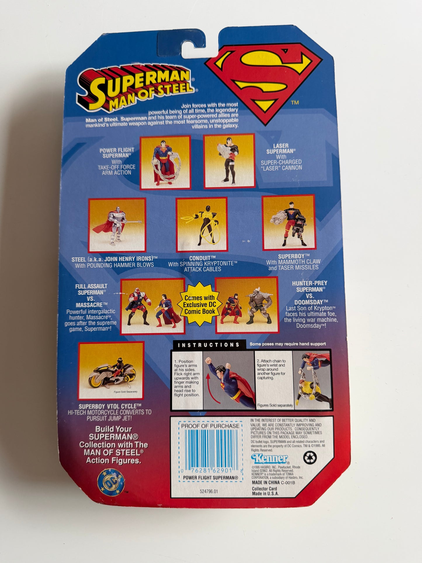 Action figure Superman Man of steel Power Flight kenner 1995